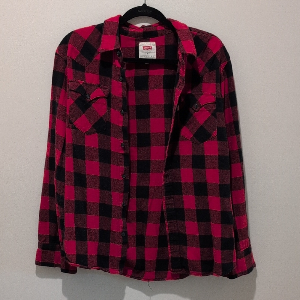 Levi's Red and Black Plaid Flannwl Shirt